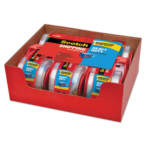 3850 Heavy-duty Packaging Tape With Dispenser, 1.5" Core, 1.88" X 66.66 Ft, Clear, 6-pack