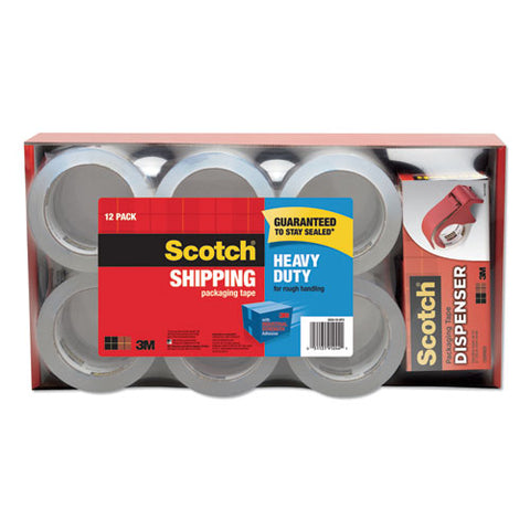 3850 Heavy-duty Packaging Tape With Dp300 Dispenser, 3" Core, 1.88" X 54.6 Yds, Clear, 12-pack