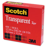 Transparent Tape, 1" Core, 0.5" X 36 Yds, Transparent