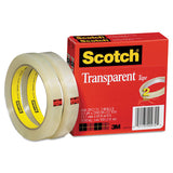 Transparent Tape, 3" Core, 0.5" X 72 Yds, Transparent, 2-pack