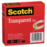 Transparent Tape, 3" Core, 0.5" X 72 Yds, Transparent, 2-pack