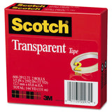 Transparent Tape, 3" Core, 0.5" X 72 Yds, Transparent, 2-pack