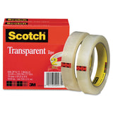 Transparent Tape, 3" Core, 0.75" X 72 Yds, Transparent, 2-pack