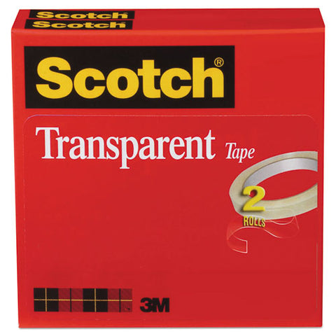 Transparent Tape, 3" Core, 0.75" X 72 Yds, Transparent, 2-pack