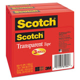 Transparent Tape, 3" Core, 1" X 72 Yds, Transparent, 3-pack