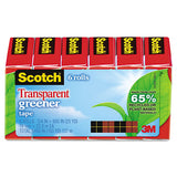 Transparent Greener Tape, 1" Core, 0.75" X 75 Ft, Transparent, 6-pack