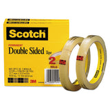 Double-sided Tape, 3" Core, 0.5" X 36 Yds, Clear, 2-pack