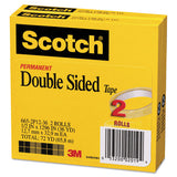 Double-sided Tape, 3" Core, 0.5" X 36 Yds, Clear, 2-pack