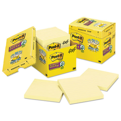 Canary Yellow Note Pads, Lined, 4 X 4, 90-sheet, 12-pack