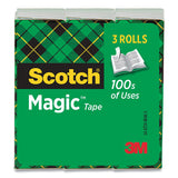 Magic Tape Refill, 3" Core, 1" X 72 Yds, Clear, 3-pack