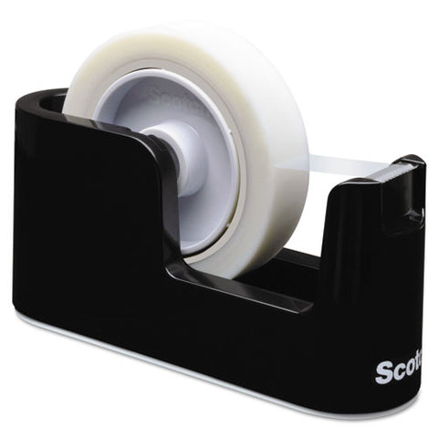 Heavy Duty Weighted Desktop Tape Dispenser, 1"-3" Core, Plastic, Black