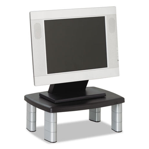 Adjustable Height Monitor Stand, 15" X 12" X 2.63" To 5.78", Black-silver, Supports 80 Lbs