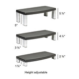 Extra-wide Adjustable Monitor Stand, 20" X 12" X 1" To 5.78", Silver-black, Supports 40 Lbs