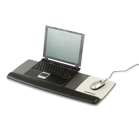 Antimicrobial Gel Mouse Pad-keyboard Wrist Rest Platform, Black-silver