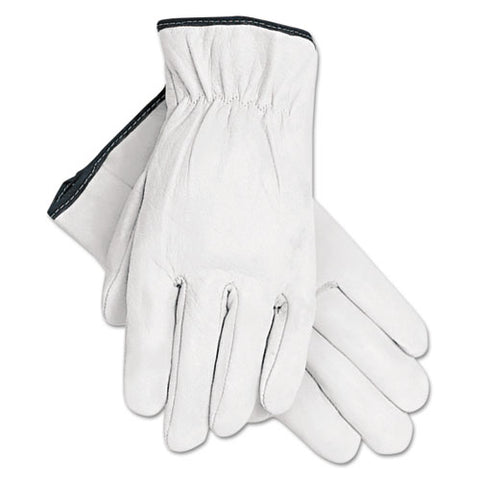 Grain Goatskin Driver Gloves, White, X-large, 12 Pairs