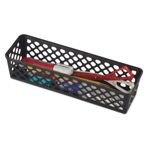 Recycled Supply Basket, 10.125" X 3.0625" X 2.375", Black, 3-pack