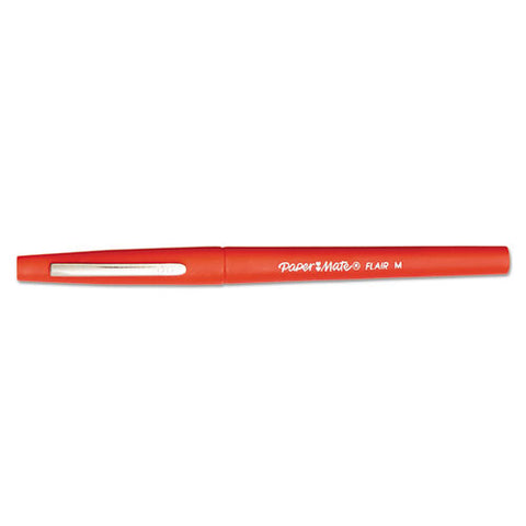 Point Guard Flair Stick Porous Point Pen, Bold 1.4mm, Red Ink-barrel, 36-box