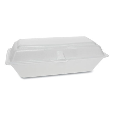 Foam Hinged Lid Containers, Single Tab Lock Hoagie, 9.75 X 5 X 3.25, White, 560-carton