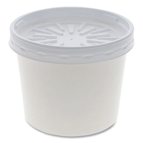 Paper Round Food Container And Lid Combo, 12 Oz, 3.75" Diameter X 3h", White, 250-carton