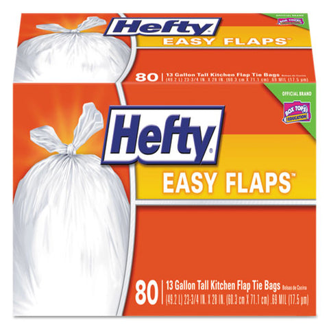 Easy Flaps Trash Bags, 13 Gal, 0.69 Mil, 23.75" X 28", White, 480-carton