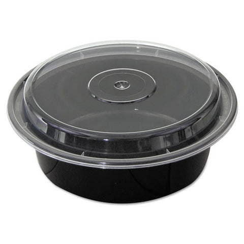 Versatainers, 32 Oz, 7" Diameter X 2"h, Black-clear, 150-carton