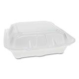 Foam Hinged Lid Containers, Dual Tab Lock, 3-compartment, 8.42 X 8.15 X 3, White, 150-carton