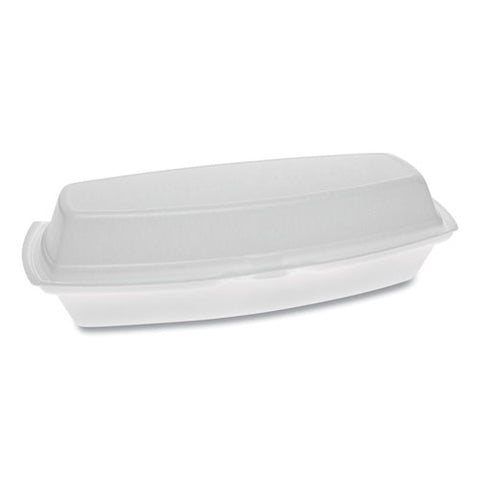 Foam Hinged Lid Containers, Single Tab Lock Hot Dog, 7.25 X 3 X 2, White, 504-carton