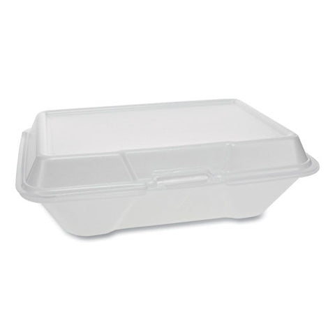 Foam Hinged Lid Containers, Single Tab Lock #205 Utility, 9.19 X 6.5 X 2.75, White, 150-carton