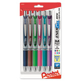 Energel Rtx Retractable Gel Pen, Medium 0.7 Mm, Assorted Ink-barrel, 6-pack