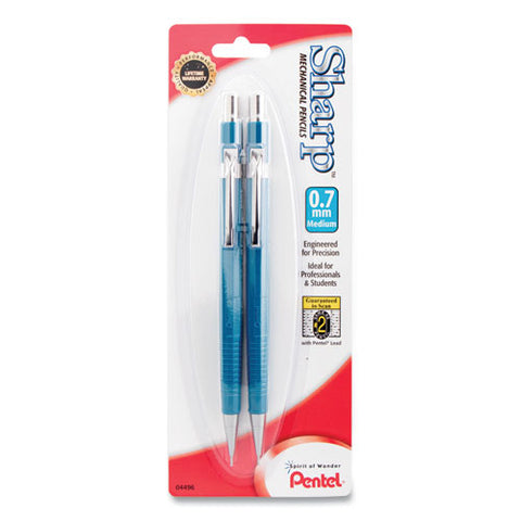 Sharp Mechanical Pencil, 0.7 Mm, Hb (#2.5), Black Lead, Blue Barrel, 2-pack