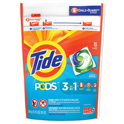 Pods, Laundry Detergent, Clean Breeze, 35-pack, 4 Pack-carton