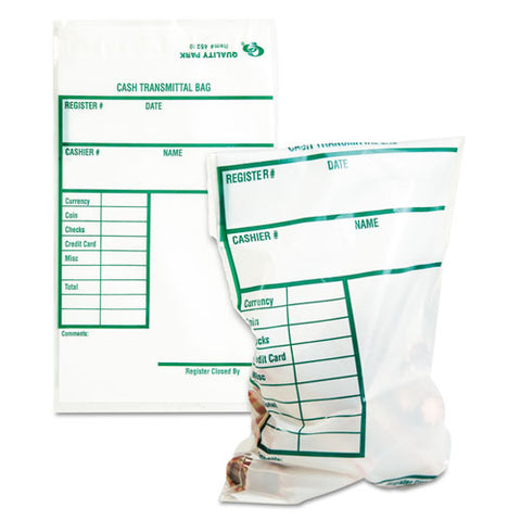 Cash Transmittal Bags W-printed Info Block, 6 X 9, Clear, 100 Bags-pack