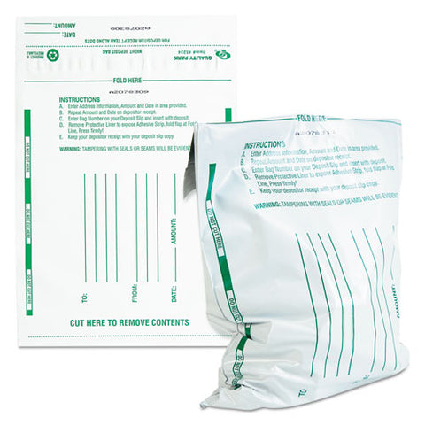 Poly Night Deposit Bags W-tear-off Receipt, 10 X 13, Opaque, 100 Bags-pack