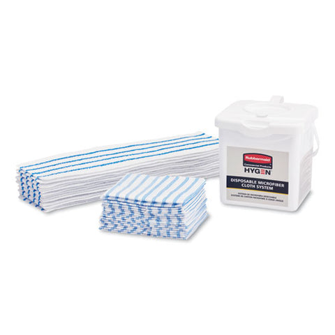 Disposable Microfiber Pad, White-blue Stripes, 4.75 X 19, 50-pack, 3 Packs-carton