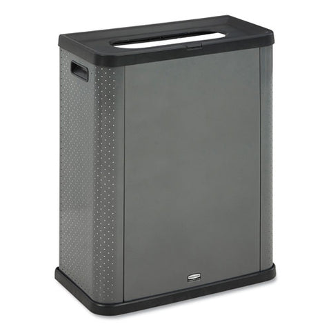 Elevate Decorative Refuse Container, Landfill, 23 Gal, 25.14 X 12.8 X 31.5, Pearl Dark Gray