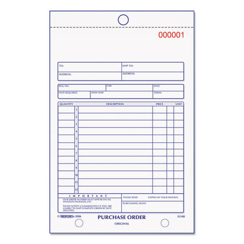 Purchase Order Book, Bottom Punch, 5 1-2 X 7 7-8, Two-part Carbonless, 50 Forms