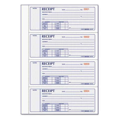 Money Receipt Book, 7 X 2 3-4, Carbonless Triplicate, 200 Sets-book