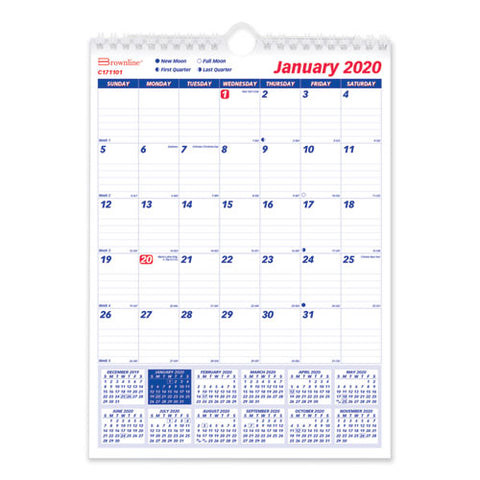 One Month Per Page Twin Wirebound Wall Calendar, 8 X 11, 2021