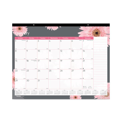 Monthly Desk Pad Calendar, 22 X 17, Pink/white Sheets, Black Binding, 12-month (jan To Dec): 2024