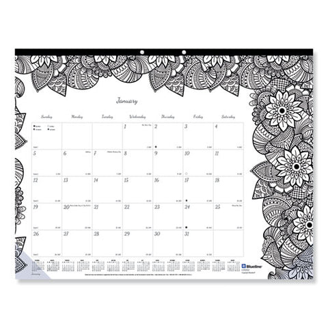 Doodleplan Desk Pad Calendar With Coloring Pages, 22 X 17, 2022