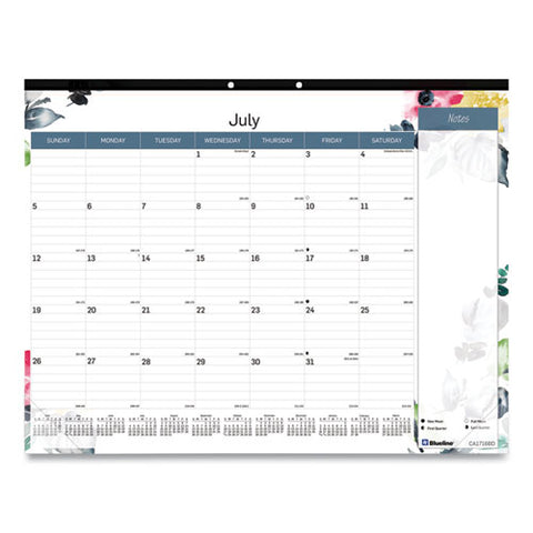 Monthly Desk Pad Calendar, 22 X 17, Floral, 2021-2022