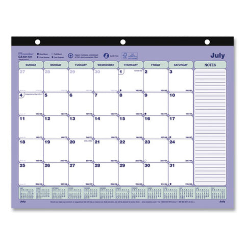 Academic 13-month Desk Pad Calendar, 11 X 8.5, Blue-white, 2021-2022