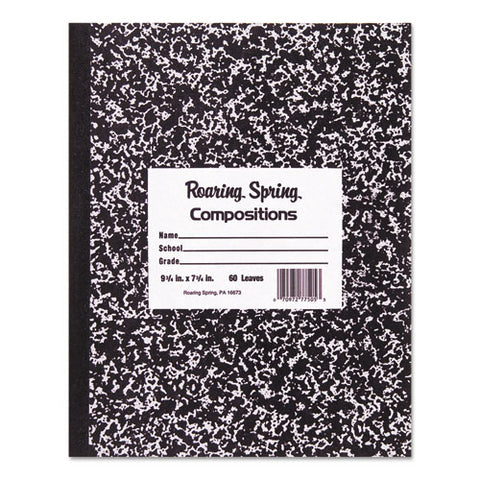 Marble Cover Composition Book, Wide-legal Rule, Black Cover, 8.5 X 7, 36 Sheets