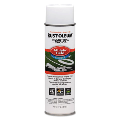 Industrial Choice Athletic Field Inverted Striping Paint, Flat Athletic Inverted White, 17 Oz Aerosol Can, 12/carton