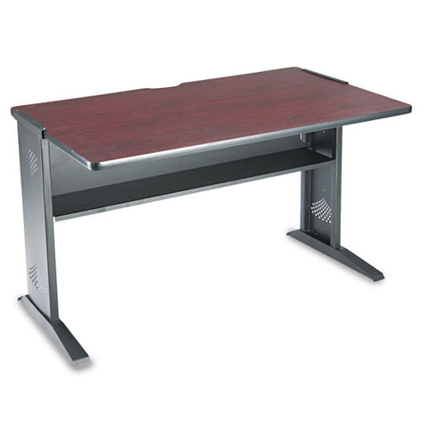 Computer Desk With Reversible Top, 47.5" X 28" X 30", Mahogany-medium Oak-black