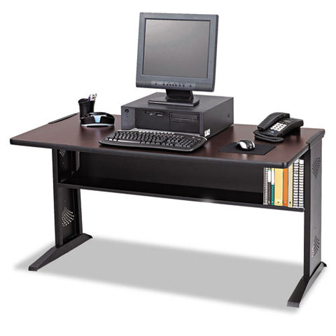 Computer Desk With Reversible Top, 47.5" X 28" X 30", Mahogany-medium Oak-black