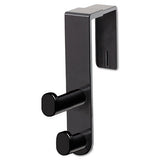 Plastic Coat Hook, 2-hook, 1 3-4 X 6 1-2 X 7 3-4, Black