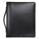 Leather Multi-ring Zippered Portfolio, Two-part, 1" Cap, 11 X 13 1-2, Black