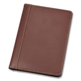 Contrast Stitch Leather Padfolio, 6 1-4w X 8 3-4h, Open Style, Brown