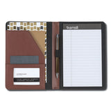 Contrast Stitch Leather Padfolio, 6 1-4w X 8 3-4h, Open Style, Brown